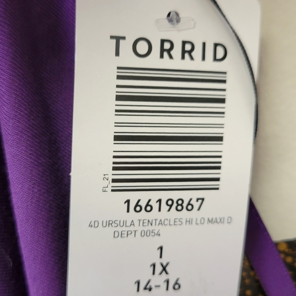 Torrid Disney Ursula High Low Maxi Dress Purple 1X - Picture 9 of 10